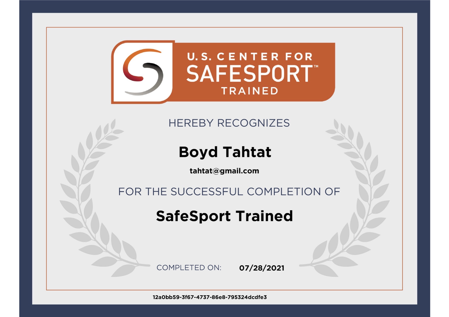 Safe Sport Certificate