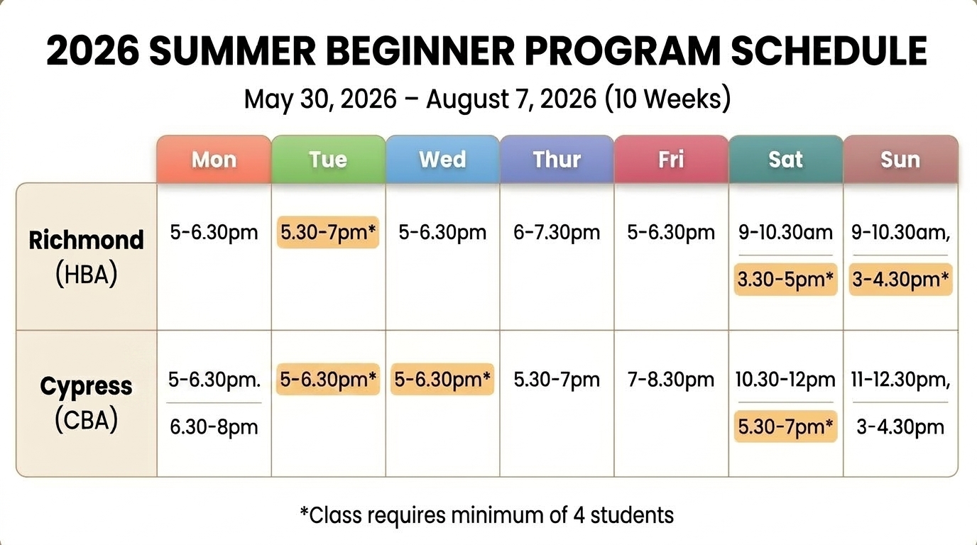 Junior Programs Summer Schedule