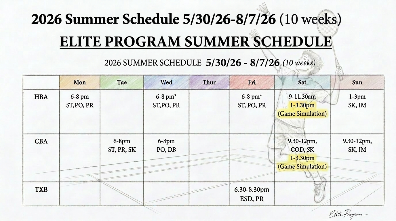 Summer Schedule